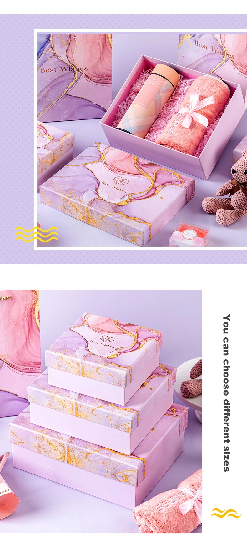 2021 New Pink Gift Box World Cover Accompanying Hand Gift Box Gold Hot Candy Birthday Gift Box