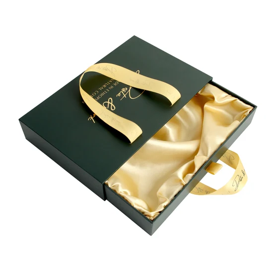Lussuosa scatola regalo in carta con cassetto scorrevole per confezioni di lingerie con fodera in raso
