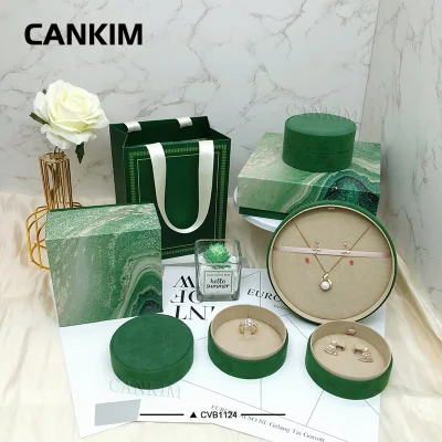 Busta/scatola di carta cilindrica rotonda Cankim, portagioie in flanella, portagioie in lino, confezione per portagioie in pelle scamosciata